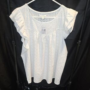 Maurice's White Eyelet Ruffle Sleeve Top